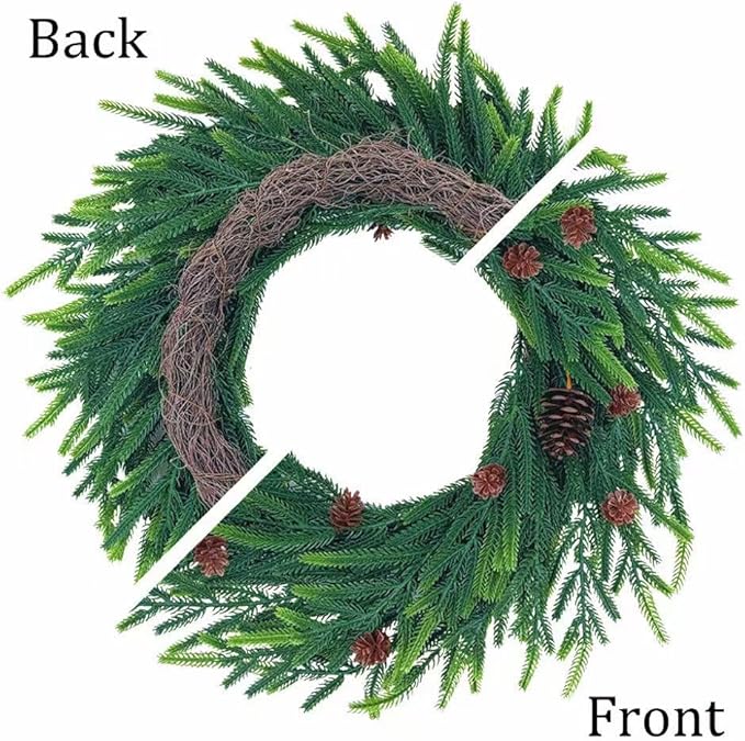 20 inch Christmas Wreath for Front Door - a Realistic Blend of Artificial Wreaths and Pine Cones, Used to Decorate Walls, Windows, porches, farmhouses, Indoor and Outdoor Decorations