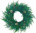 20 Inch Christmas Wreath for Front Door, Artificial Realistic Green Pine with Gold Pinecone, Door Wall Window Fireplace Party Decor
