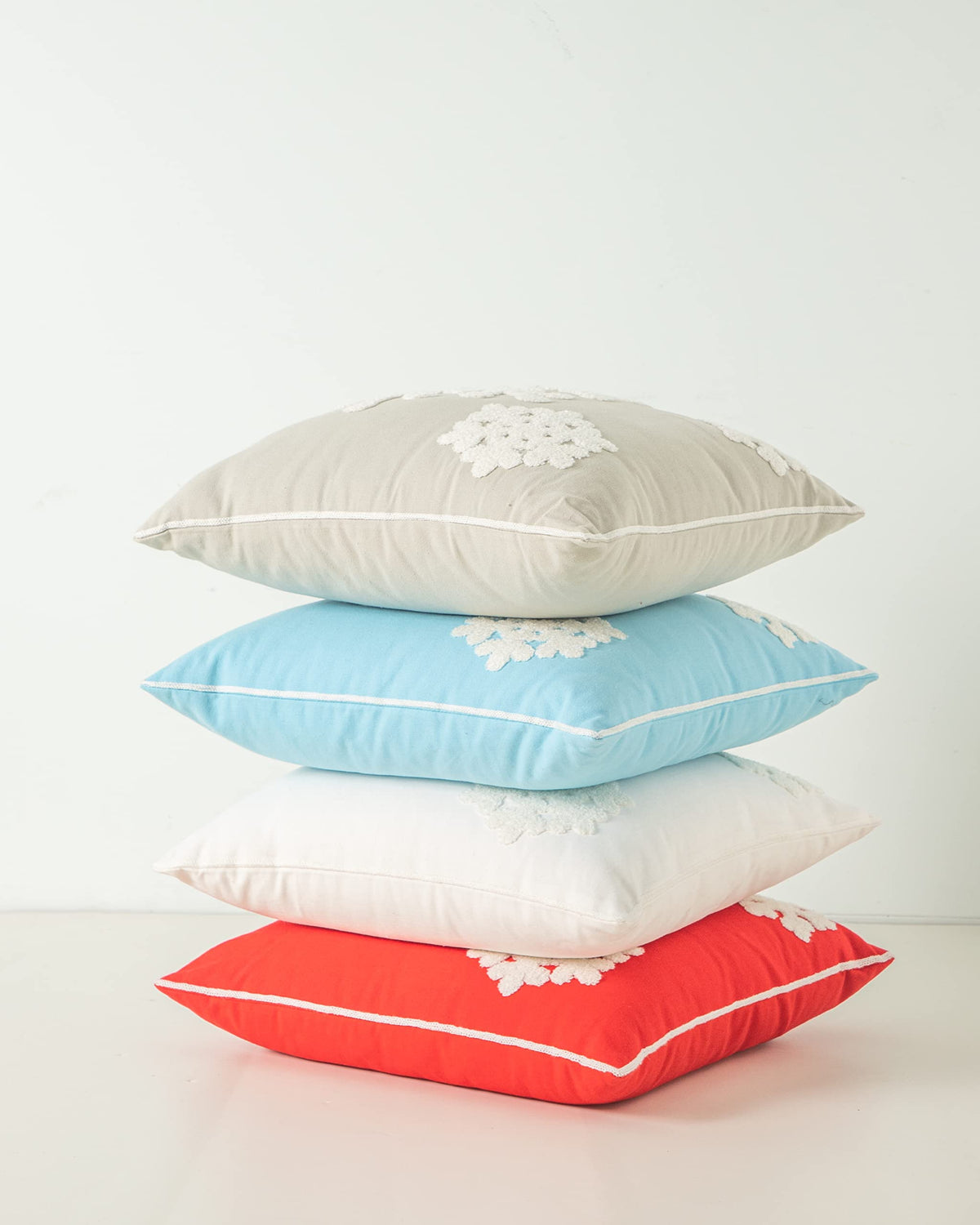 AFIRMLY 18x18,Cotton Christmas Blessing Throw Pillow Cover for Bed Sofa Cushion Car Snowflake Embroideried Pillowcases,1pair Blue