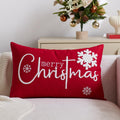 yeshttdy Merry Christmas Pillow Covers 12x20 Inch Embroidery Snowflake Xmas Decorative Lumbar Throw Pillow Cover Winter Holiday Pillow Case Cushion Cases for Sofa Couch Living Room Decorations Red