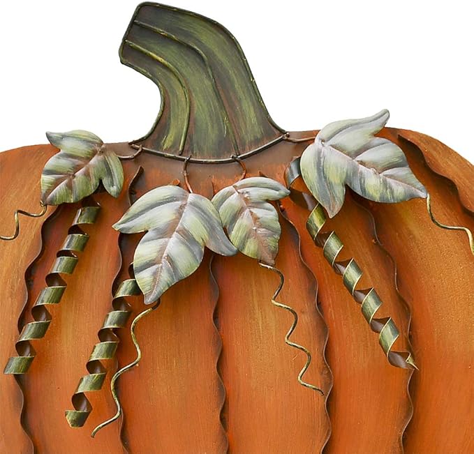 Metal Pumpkin Stakes Yard Signs Fall Decor Decorative Garden Stake Lawn Pumpkins Ornaments Outdoor Autumn Decoration for Harvest Halloween Thanksgiving (26" H Orange x2)