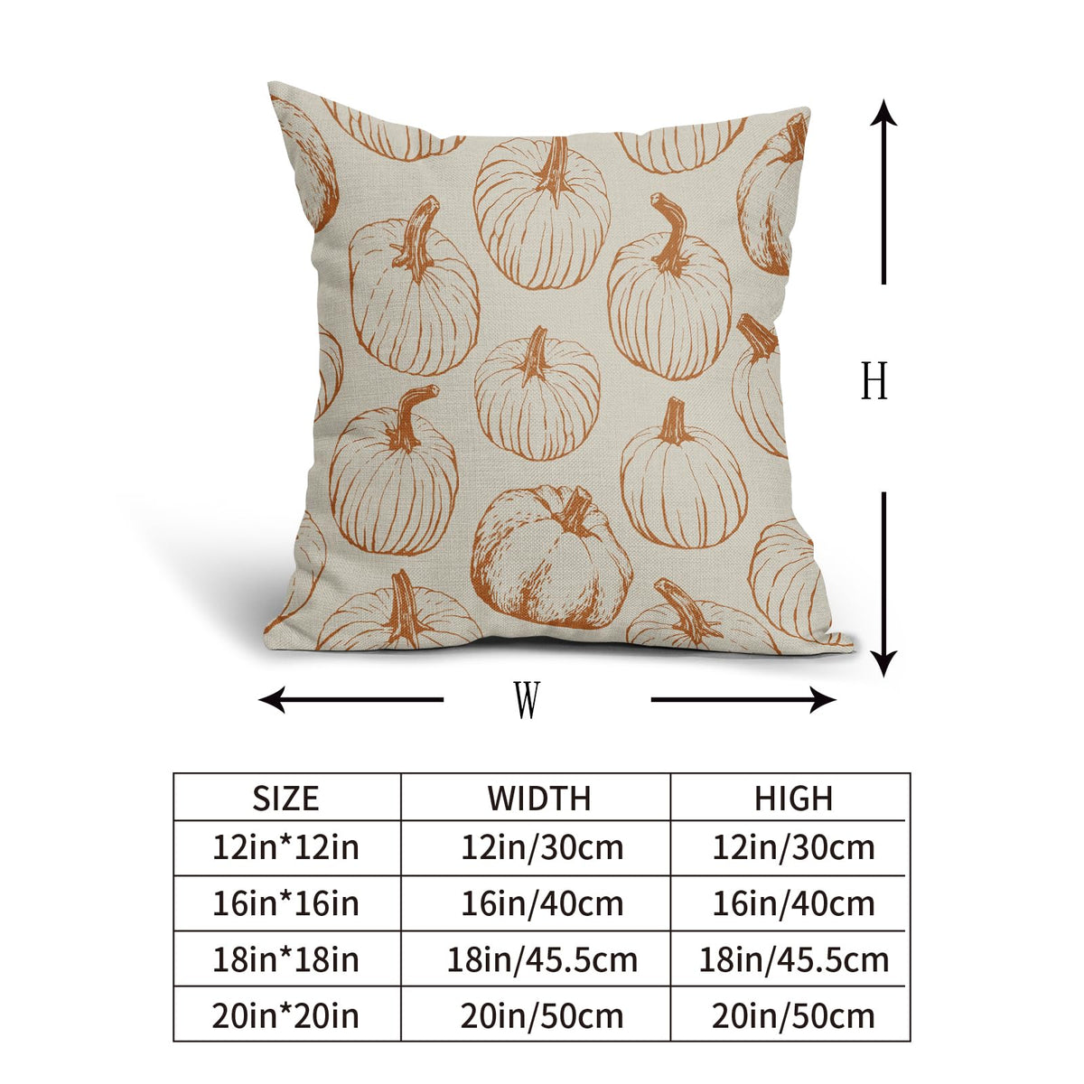 Aytipun Fall Pillow Covers 22x22 Set of 2 Burnt Orange Pumpkin Autumn Colored Thanksgiving Harvest Decorative Outdoor Pillowcases Farmhouse Throw Cushion Case Decor for Home Couch Sofa Bed
