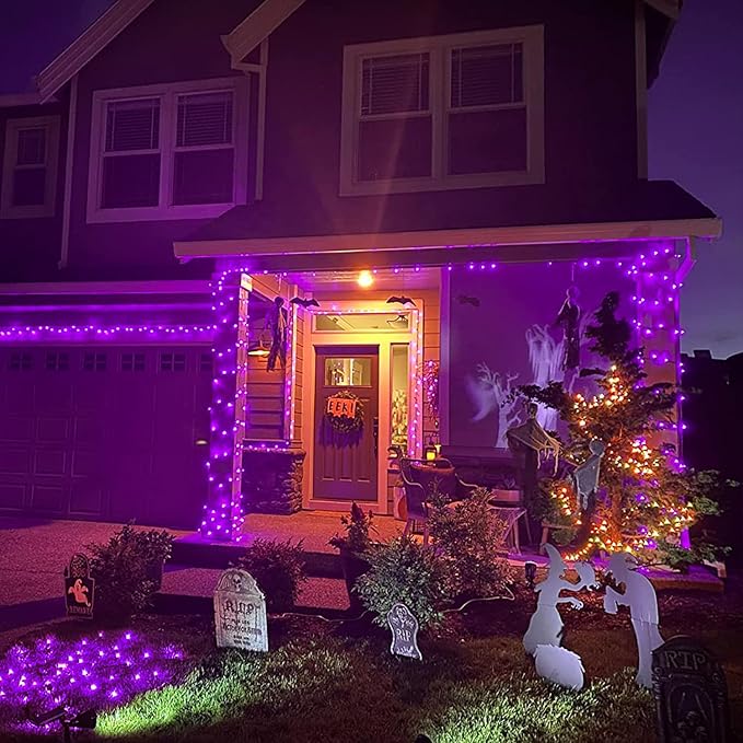 JMEXSUSS 600 LED Purple Christmas Lights Outdoor Indoor, 168ft Purple LED Christmas Tree Lights Plug in, Deep-Violet Fairy String Lights for Outside Patio Fireplace Party Xmas Decorations