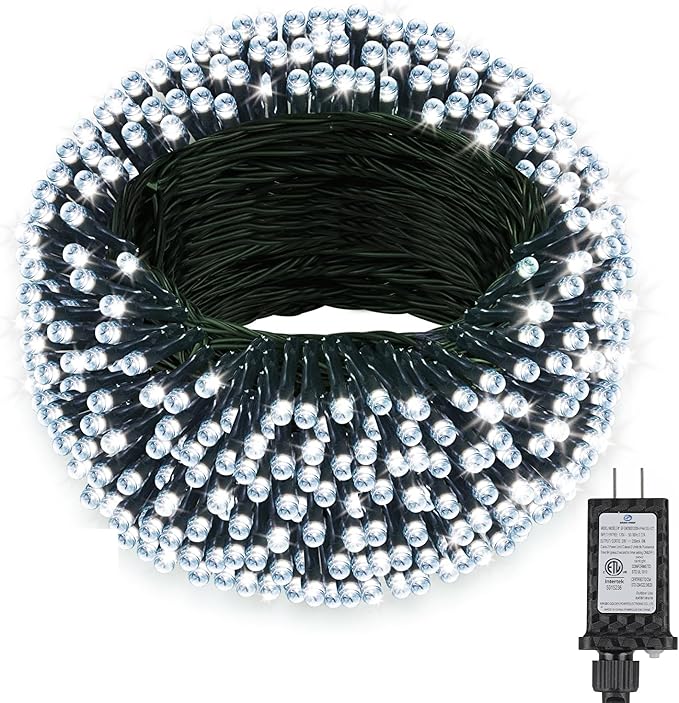 264FT 800 LED Christmas Lights with Timer, Twinkle Fairy Lights String with 8 Flashing Modes String Lights for Indoor Bedroom Outdoor Christmas Trees Garland Wreath Holiday Decorations, Cool White