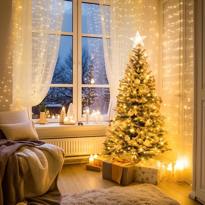 JMEXSUSS 200 LED Christmas Lights Indoor Outdoor, Connectable Warm White Christmas Tree Lights Clear Wire, 66 Ft Twinkle Fairy String Light Plug in for Bedroom Wedding Xmas Tree Decorations