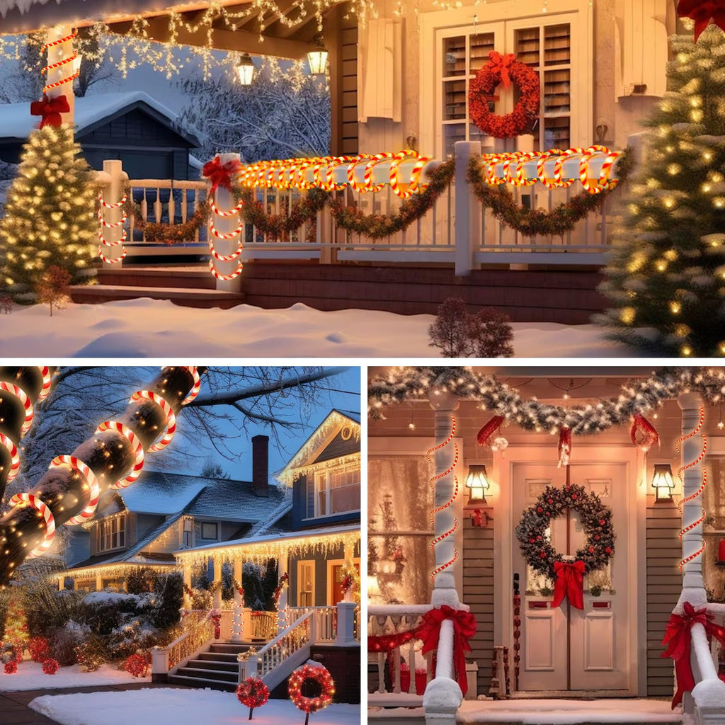 Vigdur Christmas Candy Cane Rope Lights - 18FT LED Rope Lights Outdoor Waterproof Decorative Christmas Lights for Holiday Party Home Patio Indoor Xmas Decorations(216 LEDs)