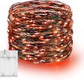 Dazzle Bright Halloween Fairy String Lights, 20 FT 60 LED Copper Wire Battery Operated Waterproof Lights, Halloween Decorations for Indoor Home Outdoor Garden Patio Yard Party Decor (Orange)