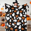 JarThenaAMCS Halloween Fuzzy Flannel Blanket Boo Ghost Pumpkin Throw Blanket Black Soft Blankets for Farmhouse Home Sofa Chair Bed Couch, 60 x 70 Inch