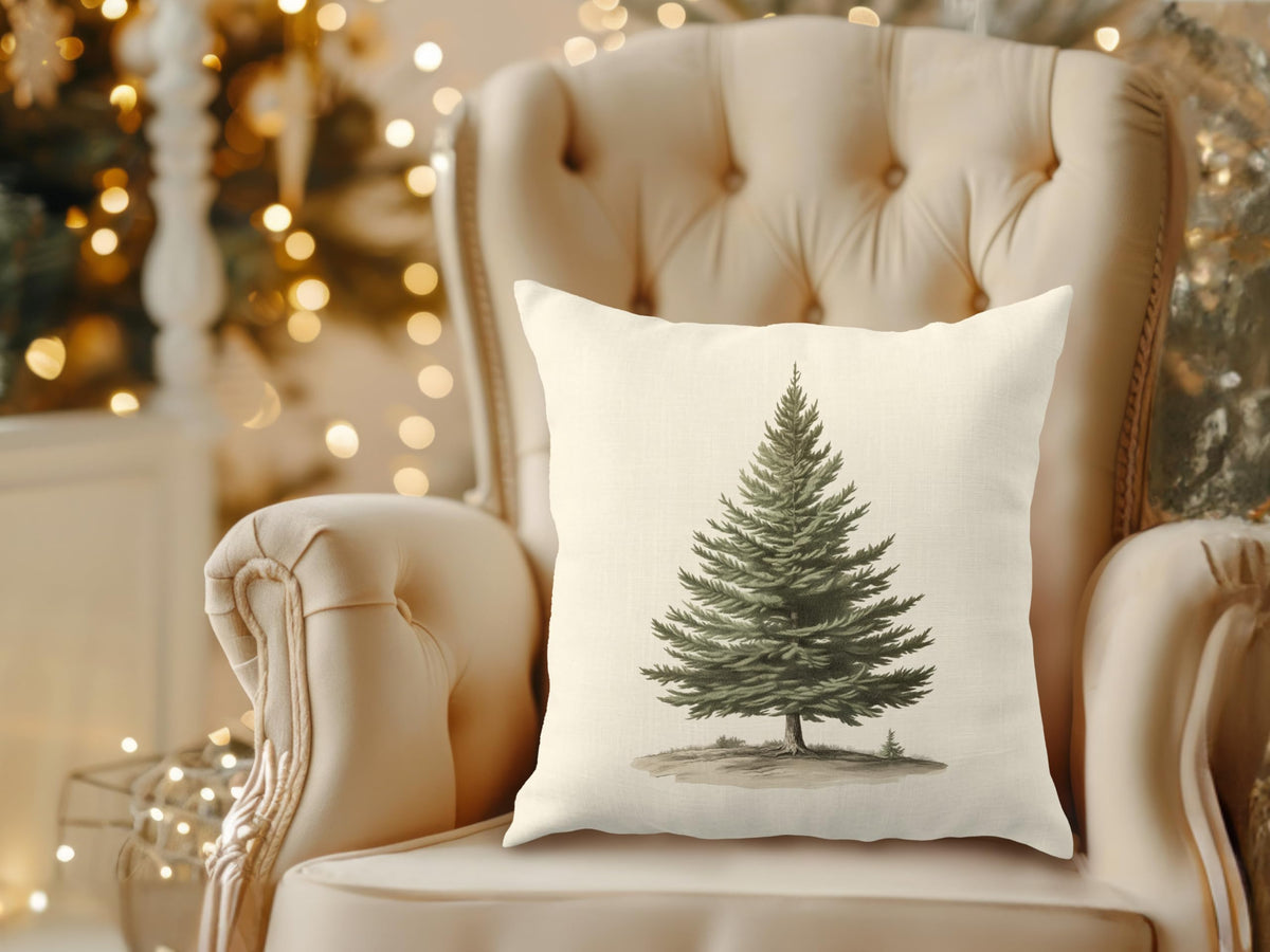 JMICPTUB Vintage Christmas Tree Pillow Covers 18x18, Farmhouse Christmas Decor, Rustic Winter Holiday Xmas Tree Decorative Throw Pillow Covers for Couch Sofa Bedroom Living Room Home
