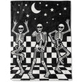 ainori Funny Skull Fleece Throw Blanket 50x60 Inch,Fun Dancing Skeleton Moon Star Checkerboard Decorative Throws,Soft Lightweight Blankets for Halloween Party Room Bedroom,Cozy Gifts for Teens Gamers
