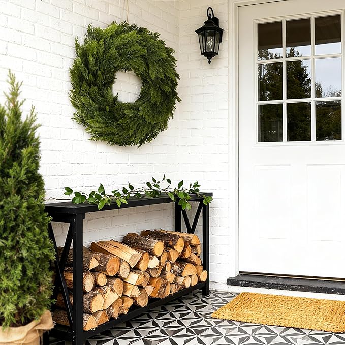 Joyhalo 26" Realistic Christmas Cedar Wreaths for Front Door, Real Touch Norfolk Pine Wreath Artificial Everygreen Wreath for Walls, Porches, Farmhouse Outdoor Christmas Decor