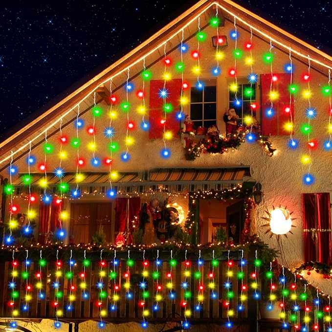 131FT Christmas Lights Outdoor 1440 LED Christmas Decorations Waterproof Plug in with 8 Modes & Timer Christmas Lights for Roof Party Garden Holiday Decor (Multicolor)