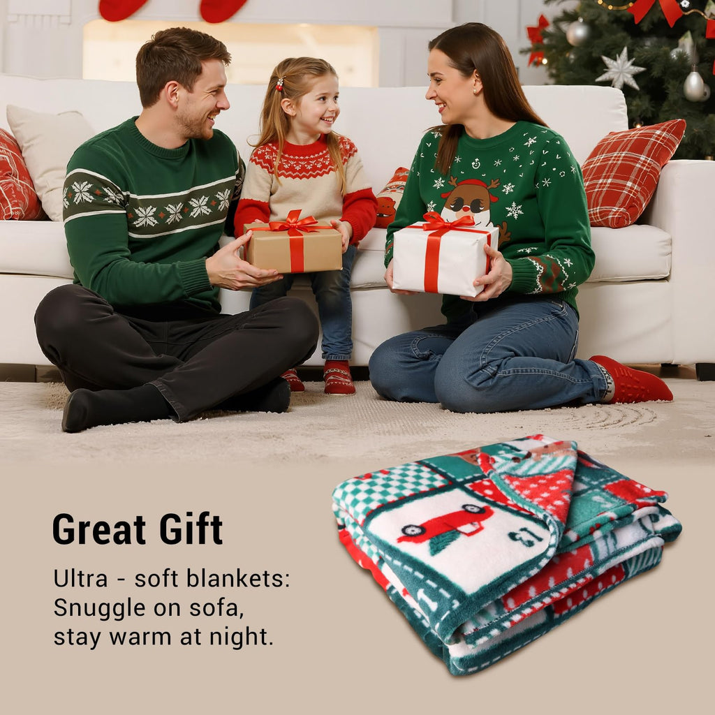 Gogreen Cozy Printed Blanket Twin Christmas Collection - 300 GSM Fleece Blanket Twin Size for Home Decoration, Ultra Soft (Twin - 60" x 80")