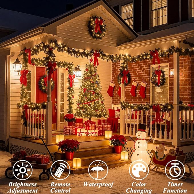 LitHome 99Ft 300 LED Color Changing Christmas String Lights, 35 Colors 9 Modes RGB Christmas Lights with Remote Timer, Dimmable Led String Light Outdoor Plug in, Xmas Tree Light for Indoor Party Decor