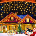 XURISEN 66ft Christmas Lights Decorations Outdoor, 640 LED 8 Modes Curtain Fairy Lights with 120 Drops,Plug in Waterproof Timer Memory Function for Christmas Holiday Wedding Party Decor(Warm White)