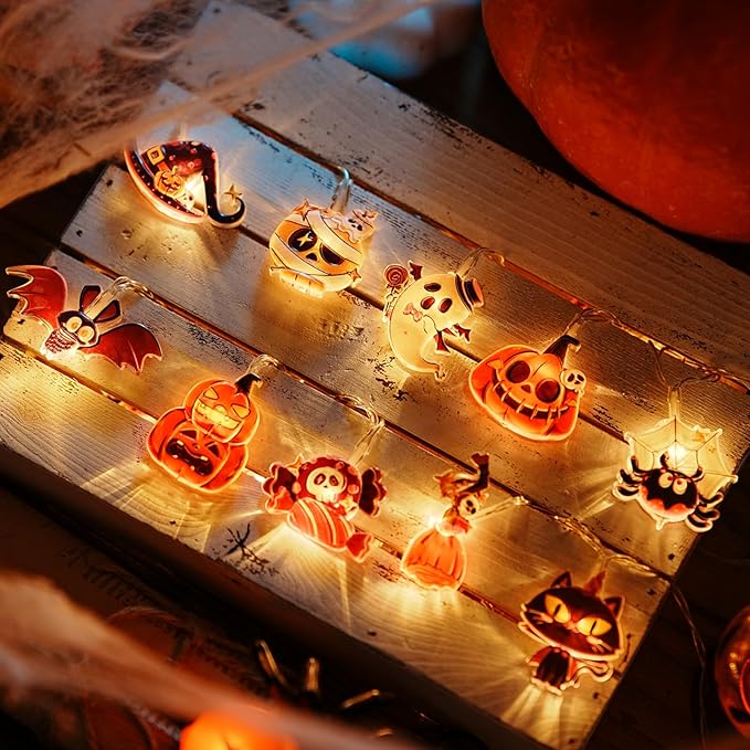LOLStar Halloween String Lights Fairy Lights Indoor, 9.8FT 20LED Halloween Window Lights Decorations Battery Operated (Not Include) 8 Modes and Timer Cute LED Booday Lights 2025 Home Mini Decor