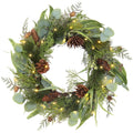 Pre Lit Christmas Wreath for Front Door Lighted Green Wreath Decorated with Pine Cones,Berry Clusters, Abundant Fit Branches 18” Christmas Wreaths for Windows Winter Wreath Hanging Wall Decor
