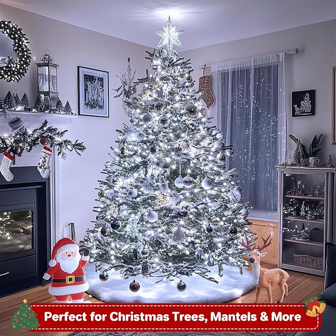 264FT 800 LED Christmas Lights with Timer, Twinkle Fairy Lights String with 8 Flashing Modes String Lights for Indoor Bedroom Outdoor Christmas Trees Garland Wreath Holiday Decorations, Cool White