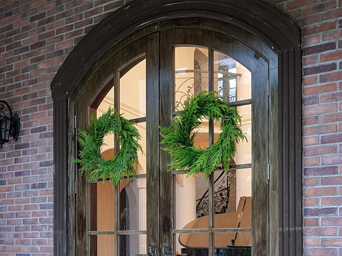 26" Cedar Norfolk Pine Wreath Realistic Christmas Door Wreath for Windows Porches Walls Indoor Outdoor Christmas Decorations Home Decor