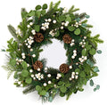20 Inches Vintage Christmas Wreath Classic Christmas Wreaths for Front Door Rustic Holiday Winter Wreath with White Berry Pine Cones for Doors Windows Indoors Outside Hanging Decoration