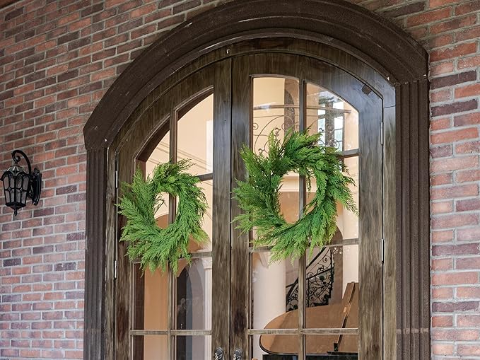 26" Cedar Pine Wreath Realistic Christmas Wreath for Front Door Walls Windows Porches Indoor Outdoor Christmas Xmas Decorations Home Decor