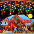 164FT 1600 LED Christmas Lights Outdoor Decorations with 320 Drops Timer 8Mode Curtain String Lights Waterproof Plug in Fairy Lights for Indoor,Xmas,Party,Patio,Window,Fence,Trees Decor(Multicolor)