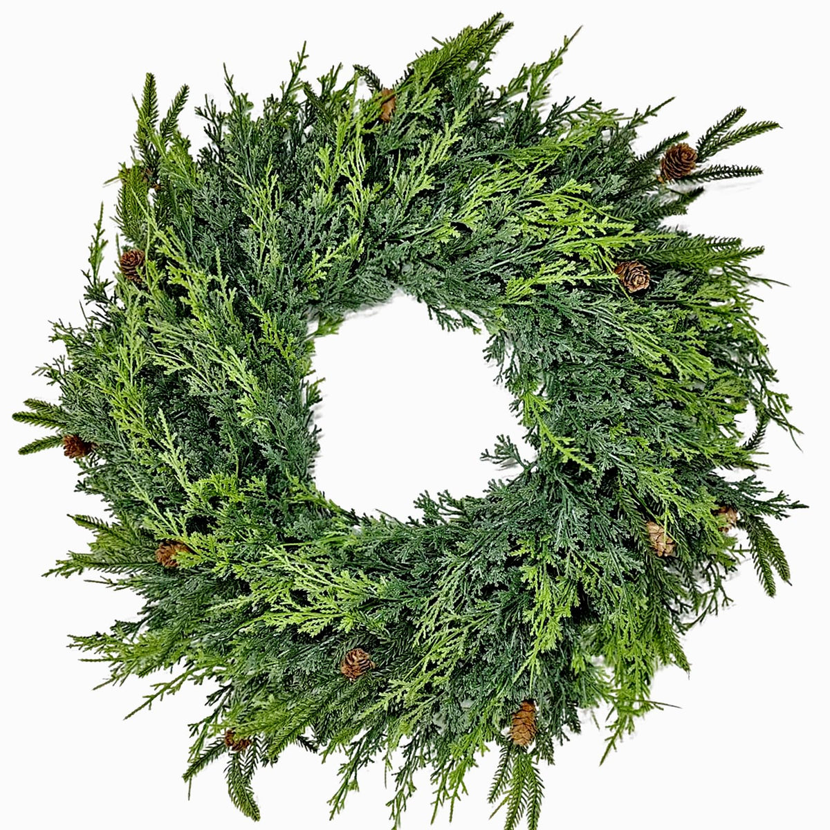 FPROOM 26In Christmas Wreath,Christmas Pine Wreath for Front Door,Real Touch Norfolk、Cedar Leaves Wreath for Indoor Outdoor, Home, Holiday, Mantle,Wall Decor
