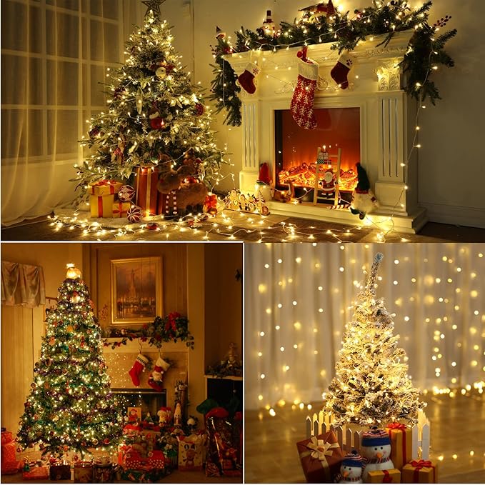 338Ft Christmas Lights Outdoor, 1000 LED Christmas String Lights with 8 Modes, Timer, Waterproof Fairy Twinkle Lights for Party, Garden, Wedding, Holiday, Weddings, Xmas Tree Decorations (Warm White)