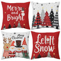 UPOFFICIS Christmas Pillow Covers 18x18 inch Set of 4, Christmas Decorations Cushion Covers, Xmas Pillow Covers, Pillowcases Throw Pillow Covers for Sofa Couch Home Decor