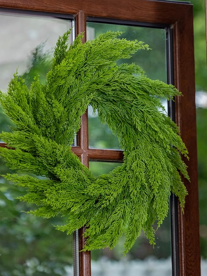22" Real Touch Cypress Pine Wreath Christmas Wreath for Doors Walls Windows Porches Outdoor Indoor Christmas Decorations Xmas Decor