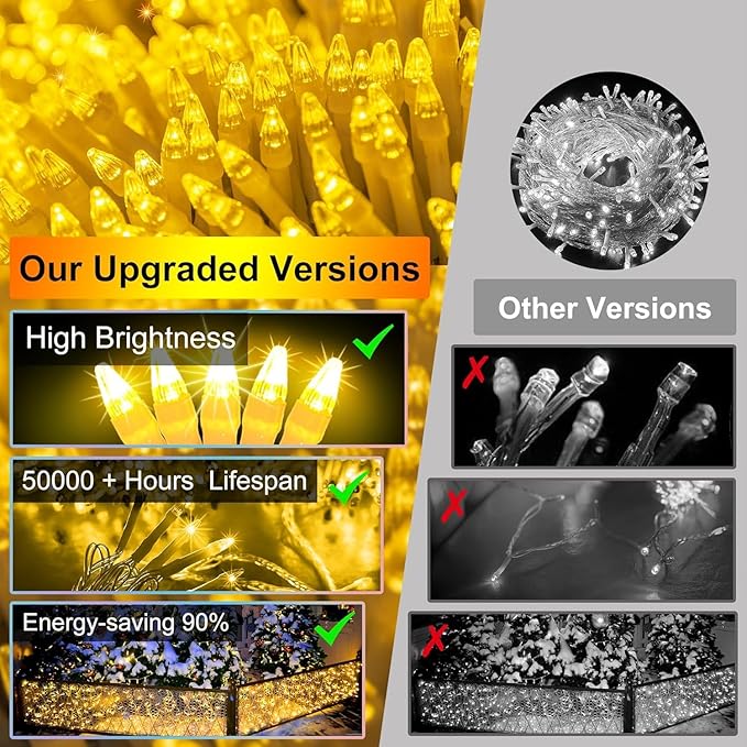 670 LED Christmas Lights with 148 Drops, 66ft 12 Modes Hanging ice String Lights with Timer & Dimmable & Waterproof, Plug-in Fairy Lights for Tree Holiday Wedding Party Christmas Decor Warm White