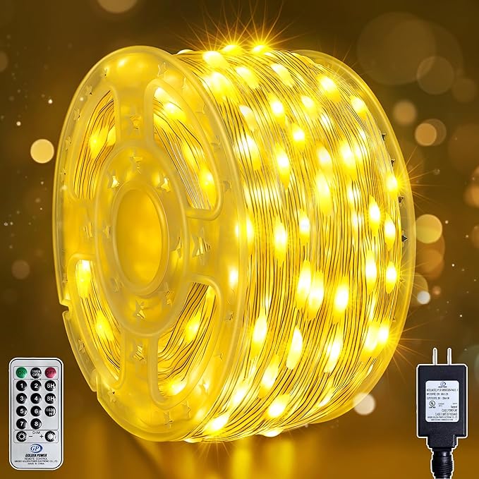 Outdoor Christmas Lights, 400LEDs 131FT Christmas Tree String Lights, IP67 Waterproof 8 Modes Warm White Holiday Lights with Remote for House Yard Xmas Decorations