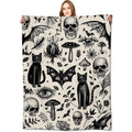 VODRM Spooky Goth Blanket Gothic Black Cats, Skulls, and Bats Throw Blankets Gifts for Girls Boys Adults Lightweight Soft Fleece Cozy for Sofa Couch Bed Room Travel Birthday Halloween Decor 50x60in