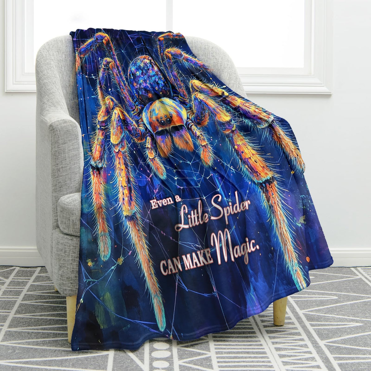 Jekeno Gothic Spider Web Blanket Gifts for Women Girls Mom Sister Friends Birthday Halloween Christmas Colorful Horror Print Present Decor Home Sofa Couch Soft Cozy Plush Throw for Kids Adults 50"x60"