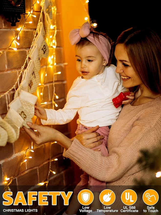 Christmas String Lights 1200LED 196FT, 8 Modes Dimmable Fairy Lights with Remote and Timer, Waterproof Christmas Lights for Festive Decoration Indoor Wedding Party Holiday (Warm White)