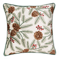 ISAENNE Design Square Classic Chrismas Style Throw Pillow Covers 18"x18", Green Soft Velvet Cushion Cover with Pinecone Leaves Pattern Decor Pillowcases for Bed,Living Room,Outdoor,Car