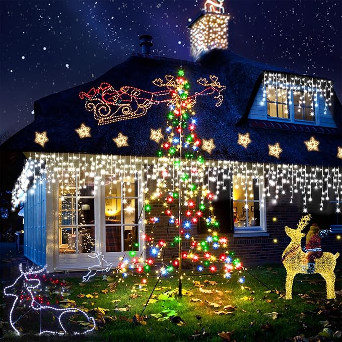52FT Christmas Lights Outdoor Decorations 480LED Fairy String Light 12 Lighting Modes with Timer Memory Waterproof Christmas Light for Yard Roof Party Holiday Wedding Garden Decor