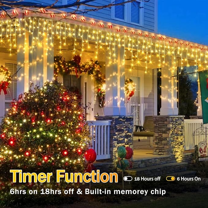 52FT Christmas Lights Outdoor Decorations 480LED Fairy String Light 12 Lighting Modes with Timer Memory Waterproof Christmas Light for Yard Roof Party Holiday Wedding Garden Decor