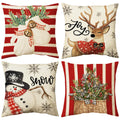 UPOFFICIS Christmas Pillow Covers 18x18 inch Set of 4, Christmas Decorations Cushion Covers, Xmas Pillow Covers, Pillowcases Throw Pillow Covers for Sofa Couch Home Decor