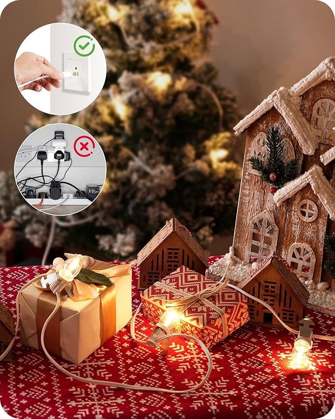 Christmas Village Lights, Decoration String Lights 10.5Ft with 5 C7 LED Bulbs, Warm White, with Socket and Switch, for Christmas Snow House,Pumpkin Crafts,Holiday Decoration W07VL05