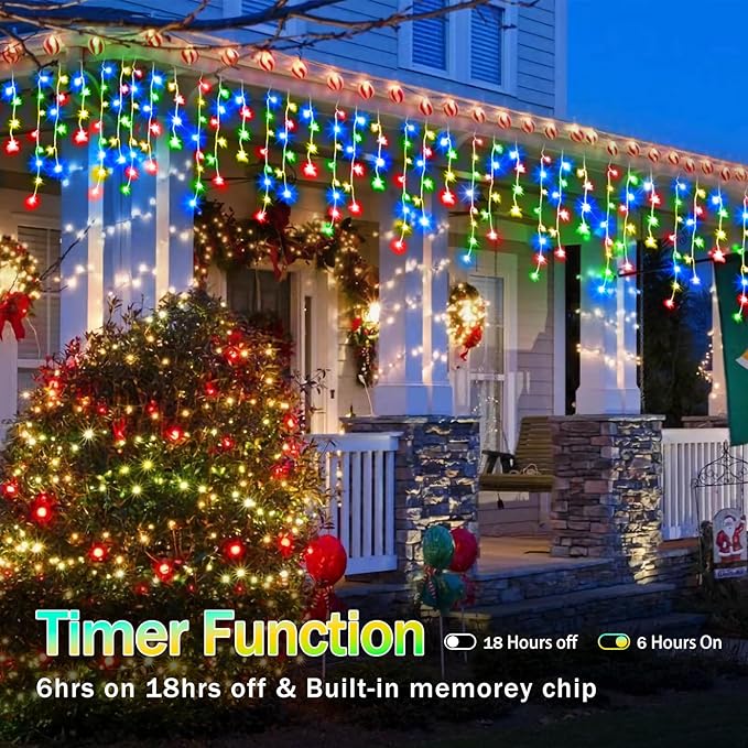 52FT Christmas Lights Outdoor Decorations 480LED Fairy String Light 12 Lighting Modes with Timer Memory Waterproof Christmas Light for Yard Roof Party Holiday Wedding Garden Decor