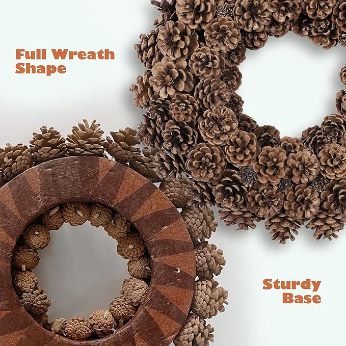 Fall Wreaths for Front Door 18 Inch Pine Cone Wreath for All Seasons, Fall Door Wreath for Home Decor, Farmhouse Wall Porch Window Door Decoration for Thanksgiving Christmas Celebration