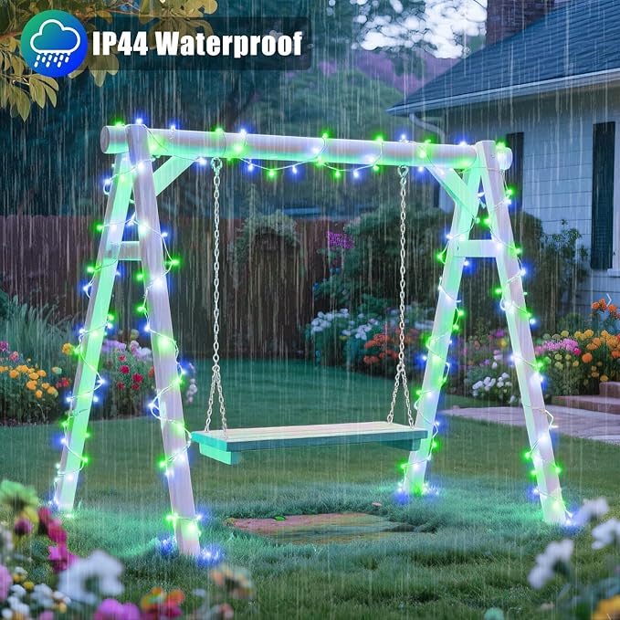 500 LED Christmas Lights Outdoor 165FT Connectable String Lights Indoor 8 Modes Clear Wire Plug in Waterproof Twinkle Fairy Lights for Bedroom Christmas Tree Party Decorations, Blue&Green