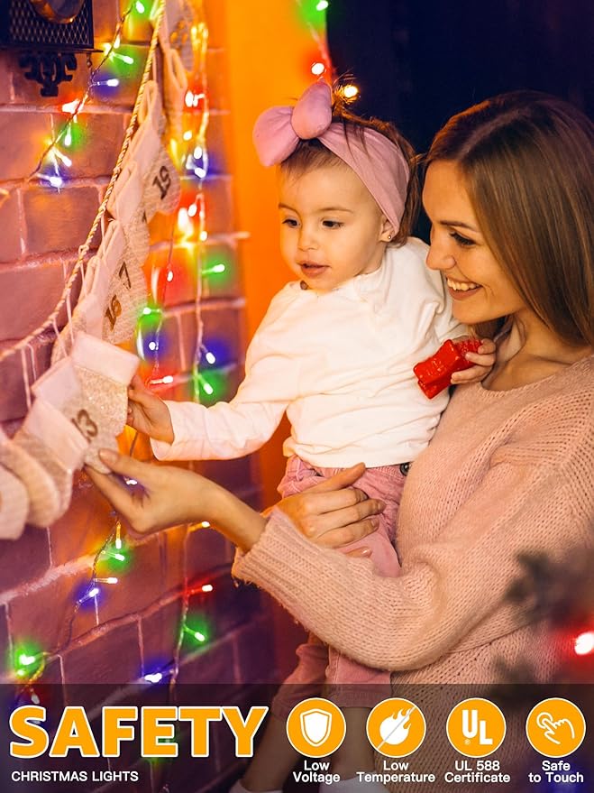 Christmas String Lights Indoor 1200LED 196FT, Waterproof Outdoor String Lights with Remote and Timer, 8 Modes Dimmable Christmas Lights for Indoor Outdoor Party Holiday Decorations (Multicolor)