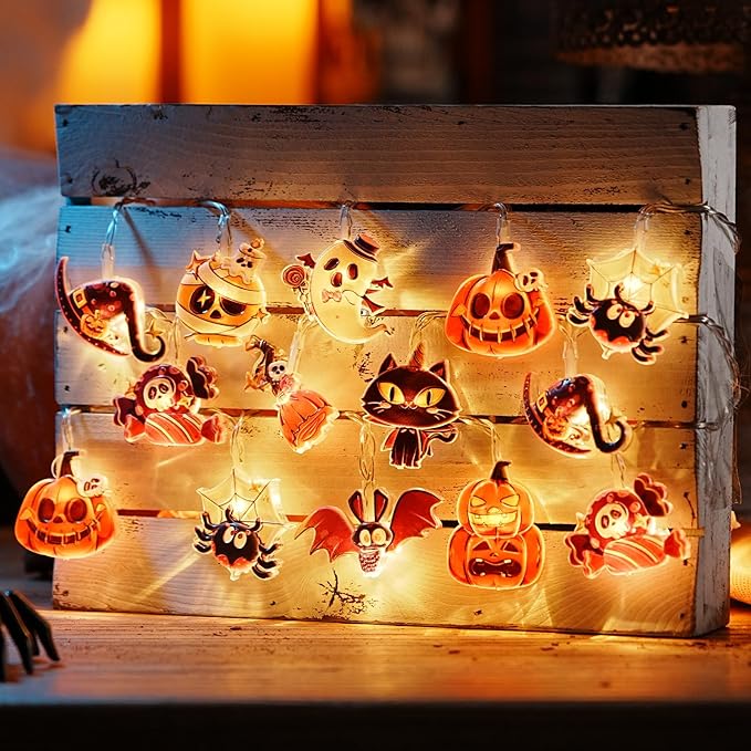 LOLStar Halloween String Lights Fairy Lights Indoor, 9.8FT 20LED Halloween Window Lights Decorations Battery Operated (Not Include) 8 Modes and Timer Cute LED Booday Lights 2025 Home Mini Decor