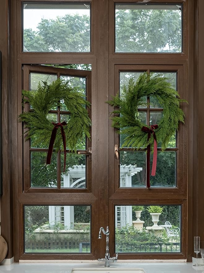 26" Cedar Pine Wreath Realistic Christmas Wreath for Front Door Walls Windows Porches Indoor Outdoor Christmas Xmas Decorations Home Decor