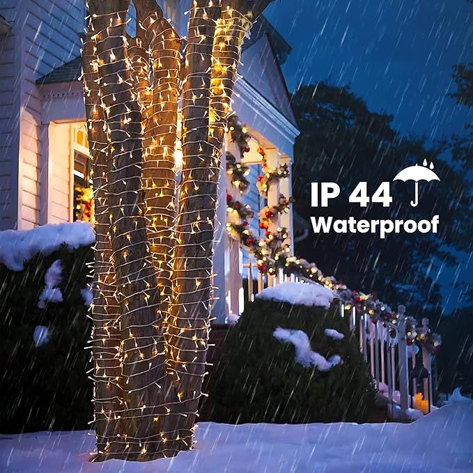 338Ft Christmas Lights Outdoor, 1000 LED Christmas String Lights with 8 Modes, Timer, Waterproof Fairy Twinkle Lights for Party, Garden, Wedding, Holiday, Weddings, Xmas Tree Decorations (Warm White)