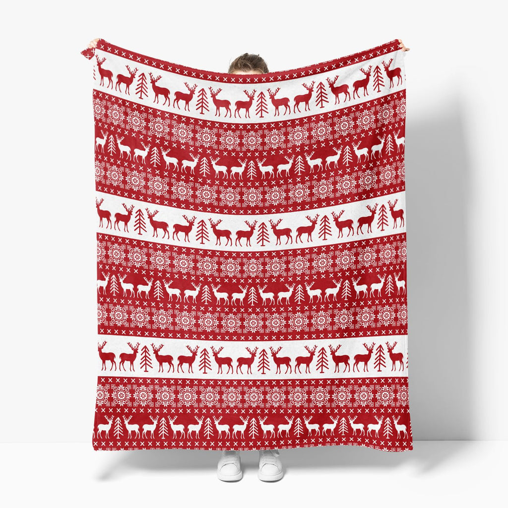 Horaldaily Christmas Sherpa Flannel Blanket Throw, Red Reindeer Soft Fuzzy Plush Cozy Fleece Blankets for Couch Sofa Bed Lounging, Ideal Gifts for Kids Adults Wife Self, 50x60