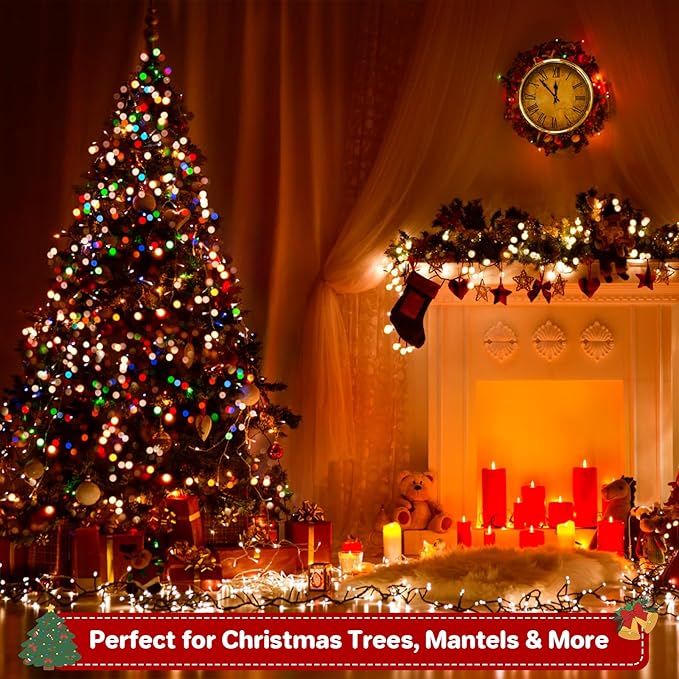 264ft 800 LED Christmas Tree String Lights Outdoor Fairy Lights Plug in, Expandable Green Wire Clear Bulbs Mini Lights 8 Modes, Xmas Wedding Party Decoration (Multicolor)