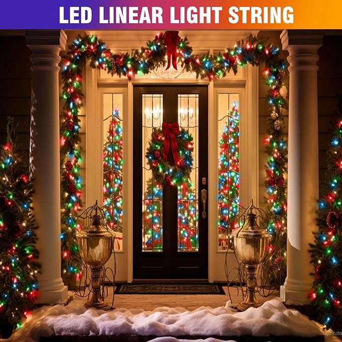 70FT 210 LED 4-Color String Lights, Seasonal Fairy Lights with 8 Modes, Waterproof Indoor Outdoor Decorative Lighting for Christmas, Parties, Wedding, Patio
